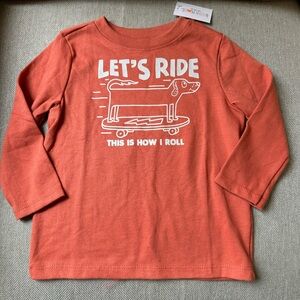 NWT Boy’s Garanimals ‘Let’s Ride’ Long Sleeve Tee; Orange; Size 18M
